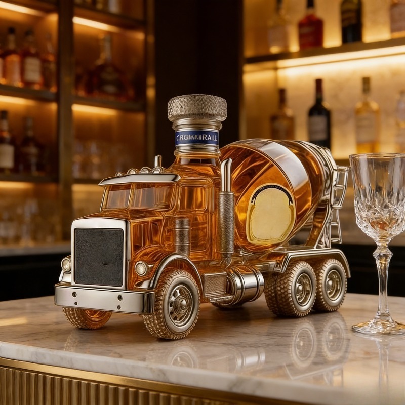 Vintage Collectible Liquor Bottles - قارورة ويسكي زجاجية بتصميم شاحنة عتيقة،